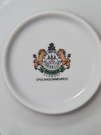 Чайное трио винтажное Freiberger Porzellan Sachsen с ярким абстрактным принтом, фарфор, Германия, 1970-80гг.