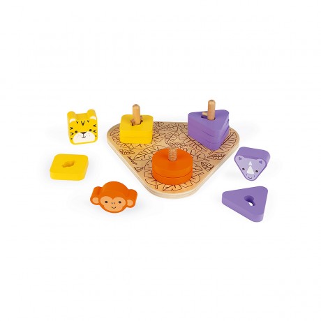 Janod Schraub-Spiel Afrika 3 Tiere (Holz) Трахающая игра Африка 3 животных (дерево)