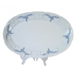 Mitterteich Bavaria Блюдо с фактурным краем и нежными голубыми цветами, 35,5x24x4, Германия, 1950-60гг.