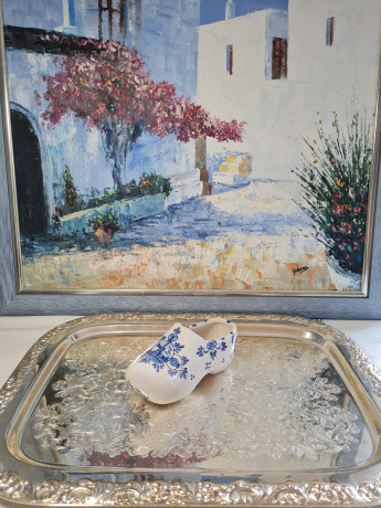 Laddrah Amsterdam Башмачок, белый фарфор с синим рисунком, ручная роспись, 15 x 7 см, Голландия, 1960-70гг.