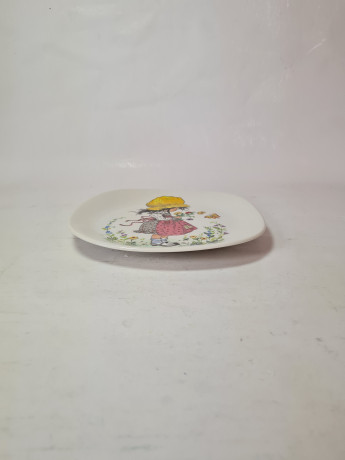 Тарелка декоративная винтажная Schirnding Bavaria, детская тематика, квадратная, фарфор, Германия, 1970-80гг.