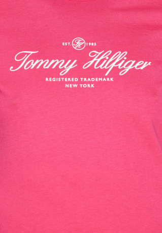 Tommy Hilfiger SLIM SIGNATURE Print T-shirt bright cerise pink SLIM SIGNATURE Футболка с принтом ярко-вишнево-розовый