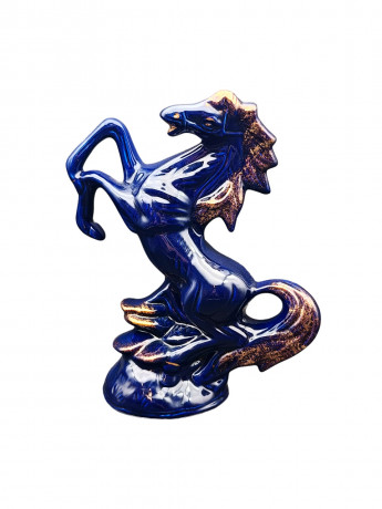 Статуэтка винтажная большая KB "Конь на дыбах", кобальт/позолота, фарфор, 25 х 21 см, Германия, 1970-80гг.