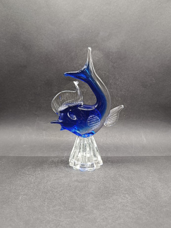 Статуэтка винтажная большая Edler Jokas Glas "Синяя рыба", стекло, 20 см, Германия, 1960-70гг.