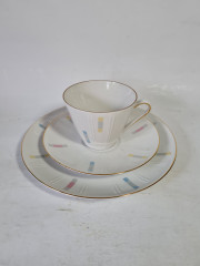 Чайное трио винтажное Winterling Roslau Bavaria, белый фарфор с разноцветным узором и позолотой, 10 x 6,5 см / 14,5 см / 19,5 см, Германия, 1960-70гг.