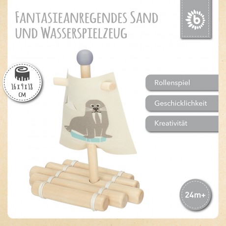 bieco Kinder Boot Spielzeug Holz 20x18 cm Badewannenspielzeug Wasserspielzeug Badespass Badespielzeug Детская игрушка-лодочка из дерева 20x18 см