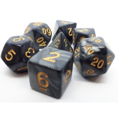 dice4friends 7-tlg. RPG Wurfelset Pearl: Black\/Gold 7 шт. Набор игральных костей для ролевых игр Pearl: Black/Gold