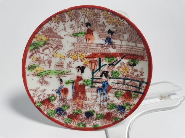 Japan porcelain, Винтажная Чайная пара "Гейши", ручная роспись, японский фарфор, 1950г.
