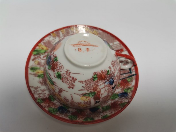 Japan porcelain, Винтажная Чайная пара "Гейши", ручная роспись, японский фарфор, 1950г.
