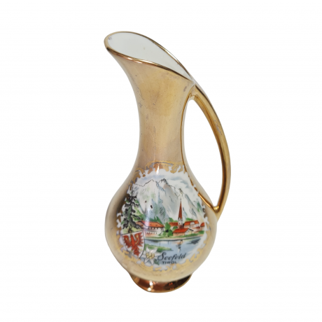 Ваза-кувшин винтажная Eigl Austria с изображением Зеефельда (Тироль), фарфор, 13 см, Австрия, 1970-80гг.