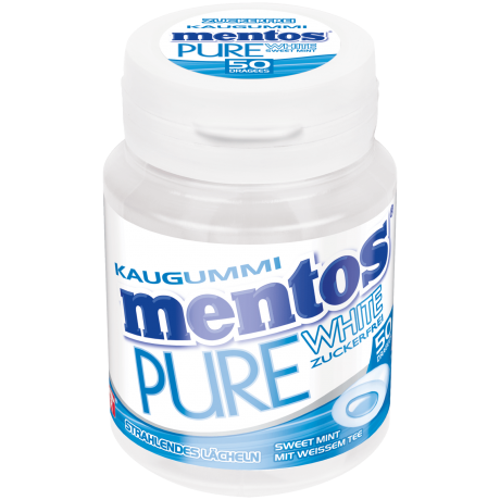 Mentos Kaugummi Pure White zuckerfrei Мятная Жевательная резинка 50 шт.