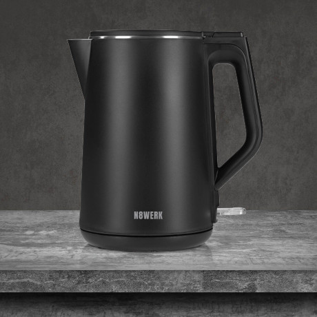 N8WERK N8WERK Wasserkocher Teekocher 360 Grad drehbar, 1.5 l, 2200 W, Midnight Edition 1,5l  Чайник N8WERK, вращающийся на 360 градусов, 1,5 л, 2200 Вт, Midnight Edition 1,5 л