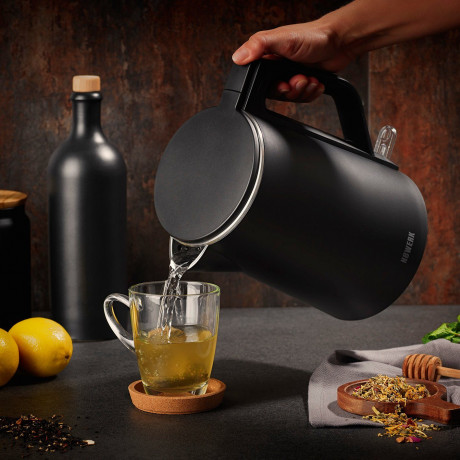 N8WERK N8WERK Wasserkocher Teekocher 360 Grad drehbar, 1.5 l, 2200 W, Midnight Edition 1,5l  Чайник N8WERK, вращающийся на 360 градусов, 1,5 л, 2200 Вт, Midnight Edition 1,5 л