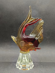 Статуэтка винтажная большая Edler Jokas Glas "Красно-желтая рыба", стекло, 21 см, Германия, 1960-70гг.