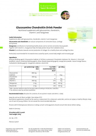 Krauterhaus Sanct Bernhardt Glucosamin Chondroitin Drink Powder, 30 пакетиков with 5 г each