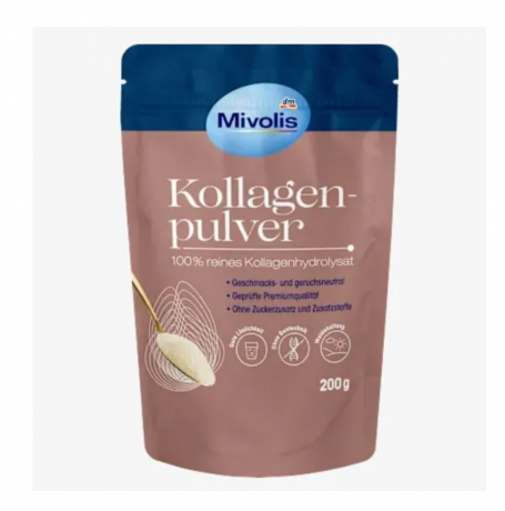 Mivolis Kollagen Pullver 200g, Коллаген, 100% чистый гидролизат коллагена, Германия, 200 г