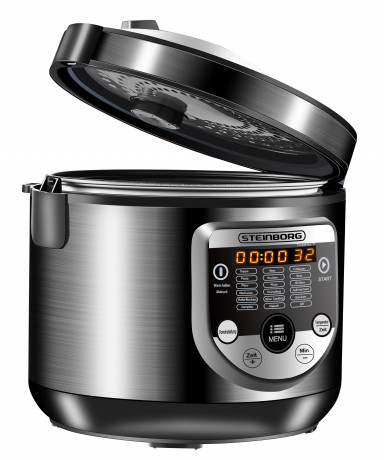 STEINBORG STEINBORG Multikocher SB-3100, 900 W, Edelstahlgehause, 18 automatische Programme, Aufwarmfunktion, Warmhaltefunktion, Touch Bedienfeld in deutscher Sprache  Мультиварка STEINBORG SB-3100, 900 Вт, корпус из нержавеющей стали, 18 автоматических п