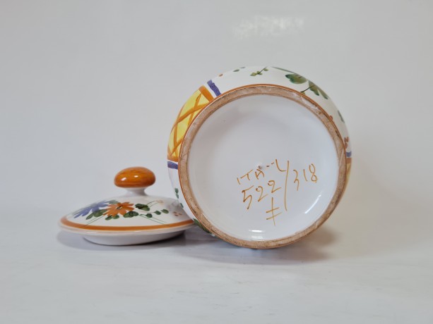 CERAMICHE D´ARTE PARRINI Керамическая банка с крышкой для хранения продуктов, 19см, Италия, 1960-70гг. 