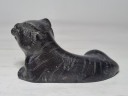 Статуэтка винтажная миниатюрная "Тигр", черный камень, 4 x 8 см, Германия, 1960-70гг. 