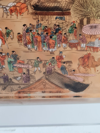 Декоративная 3Д картина в стекле "Рыночная площадь, Япония", 19 x 11 x 3 см, в заводской подарочной коробке, коробка 21 x 4 x 2 см, Германия, 1960-70гг.