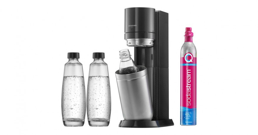 SodaStream SodaStream Wassersprudler Duo Vorteilspack Titan dunkelgrau/edelstahl, inkl. 2 Glasflaschen, Kunststoffflasche, CO?-Zylinder  dunkelgrau/edelstahl Двойной набор для приготовления газировки SodaStream, титановый темно-серый/нержавеющая сталь, вк