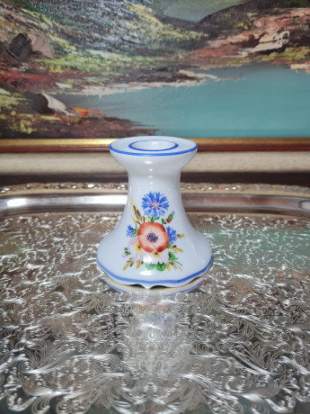 Подсвечник винтажный OTT Radebeul / Handmalerei Clausnitzer, ручная работа, фарфор, 9 x 8,5 см, Германия, 1960-1970гг.