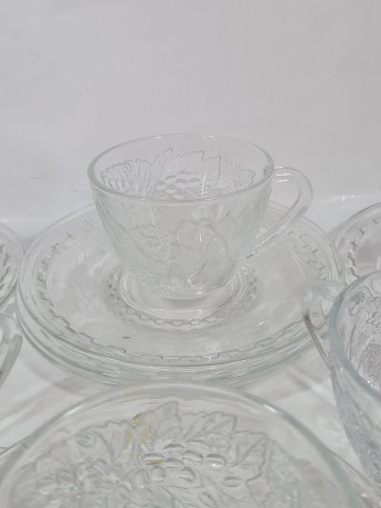 Набор для чая винтажный OG Kristall с фруктовым декором, хрусталь, чайная пара - 6 шт. Германия, 1960-70гг.