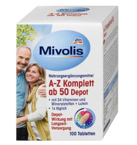 Mivolis A-Z Komplett ab 50 Tabletten Комплексные витамины против старения От А до Z Komplett, для людей старше 50 лет, 100 шт