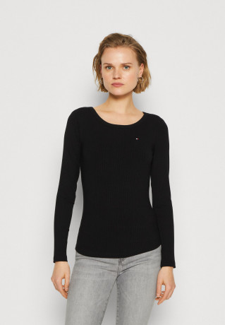 Tommy Hilfiger SLIM Long sleeved top black SLIM Топ с длинными рукавами черный
