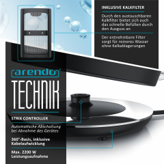 Arendo Arendo Wasserkocher, 1,7 l, 2200 W, Edelstahl Retro Style Vintage, LED Temperaturanzeige, kupfer Чайник Arendo, 1,7 л, 2200 Вт, нержавеющая сталь, винтажный ретро-стиль, светодиодный дисплей температуры, медь