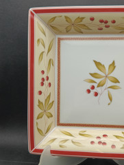 Набор винтажный Hutschenreuther - блюдо сервировочное (Коллекция New England) и два бокала (Коллекция Alfabia), c растительным декором и фруктами, фарфор, Германия, 1960-70гг.