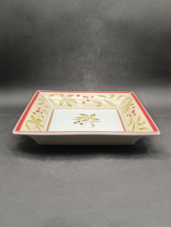 Набор винтажный Hutschenreuther - блюдо сервировочное (Коллекция New England) и два бокала (Коллекция Alfabia), c растительным декором и фруктами, фарфор, Германия, 1960-70гг.