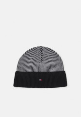 Tommy Hilfiger DOUBLE STITCH BEANIE UNISEX Beanie black/grey ШАПКА С ДВОЙНОЙ СТРОЧКОЙ УНИСЕКС Шапочка черный/серый