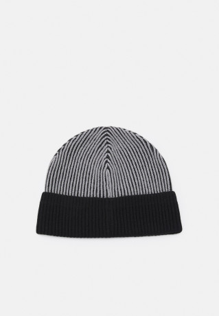 Tommy Hilfiger DOUBLE STITCH BEANIE UNISEX Beanie black/grey ШАПКА С ДВОЙНОЙ СТРОЧКОЙ УНИСЕКС Шапочка черный/серый