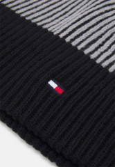 Tommy Hilfiger DOUBLE STITCH BEANIE UNISEX Beanie black/grey ШАПКА С ДВОЙНОЙ СТРОЧКОЙ УНИСЕКС Шапочка черный/серый