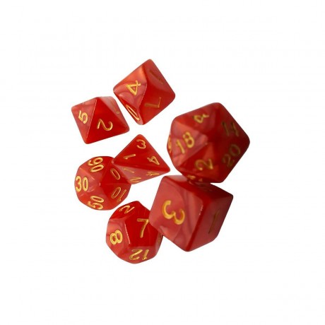 dice4friends 7-tlg. RPG Wurfelset Pearl: Red\/Gold 7 шт. RPG Dice Set Жемчуг: красный/золотой