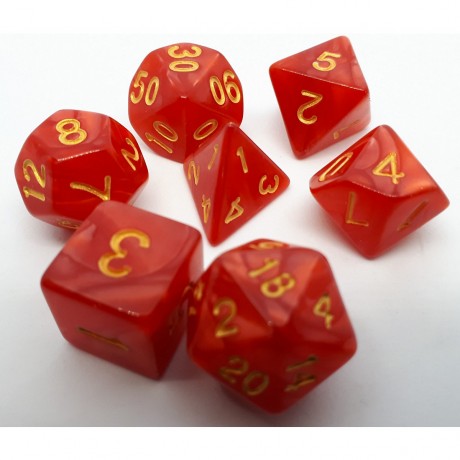 dice4friends 7-tlg. RPG Wurfelset Pearl: Red\/Gold 7 шт. RPG Dice Set Жемчуг: красный/золотой