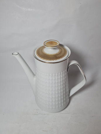 Чайник винтажный Winterling Marktleuthen Bavaria, белый / золото, фарфор, Германия, 1960-70гг.