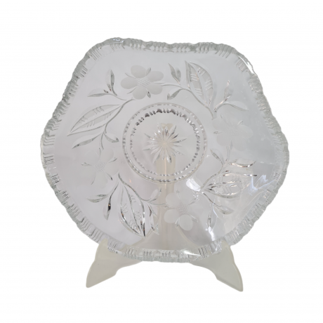 Фруктовница винтажная Im Stil Walther Glas, большая, с цветочным декором, хрусталь, 27 см, Германия, 1970-80гг.