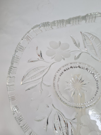 Фруктовница винтажная Im Stil Walther Glas, большая, с цветочным декором, хрусталь, 27 см, Германия, 1970-80гг.