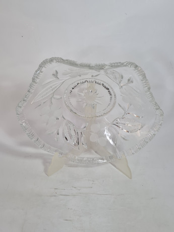 Фруктовница винтажная Im Stil Walther Glas, большая, с цветочным декором, хрусталь, 27 см, Германия, 1970-80гг.