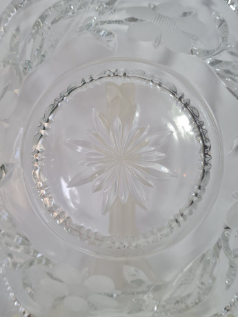 Фруктовница винтажная Im Stil Walther Glas, большая, с цветочным декором, хрусталь, 27 см, Германия, 1970-80гг.