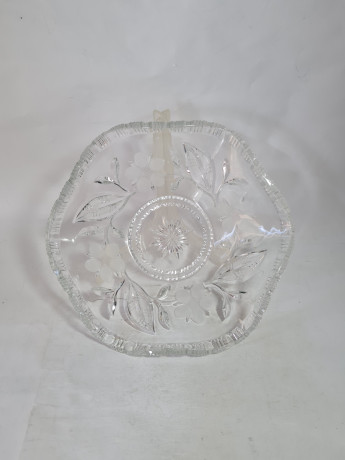 Фруктовница винтажная Im Stil Walther Glas, большая, с цветочным декором, хрусталь, 27 см, Германия, 1970-80гг.