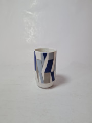 Ваза винтажная Rosenthal / Studio-Linie Ambrogio Pozzi, Otto Herbert Hajek с геометрическим рисунком в синих тонах, 5 x 8см, Германия, 1970-80гг.