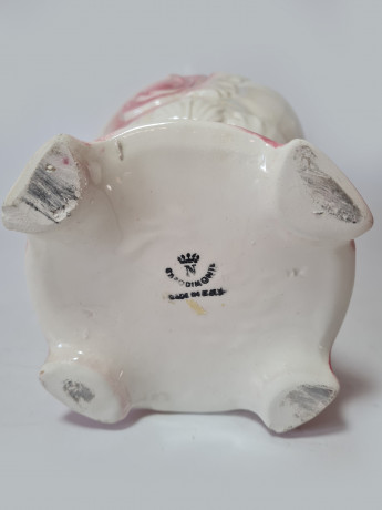 Capodimonte Italy Белая Ваза "Чайная роза" с шестью искусственными розами, 34см x 18см, Италия, 1960-70гг.