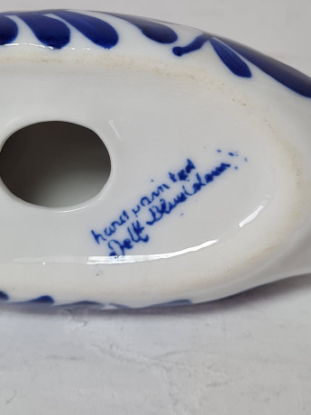Delft Blue Holland Утка с синим декором, ручная роспись, дельфтский фарфор, 12 x 6 см, Голландия, 1960-70гг.