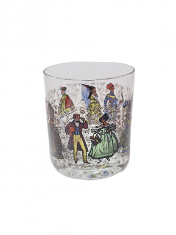 Стакан винтажный с изображением дворянских пар Рококо, стекло, 0.35 л, Германия, 1980-90гг.