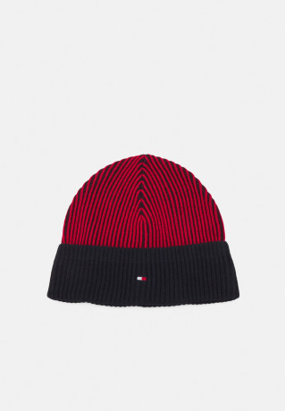 Tommy Hilfiger DOUBLE STITCH BEANIE UNISEX Beanie navy/red ШАПКА С ДВОЙНОЙ СТРОЧКОЙ УНИСЕКС Шапочка темно-синий/красный