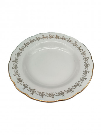 Тарелка винтажная S.C.Richard, Lambrate, позолоченный узор по краю, фарфор, 23 см, Италия, 1960-70гг.