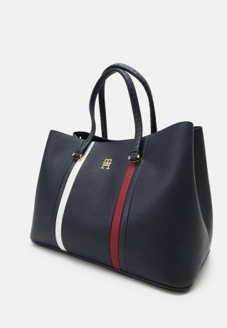 Tommy Hilfiger EMBLEM SATCHEL Handbag space blue СУМКА С ЭМБЛЕМОЙ Сумочка космический синий